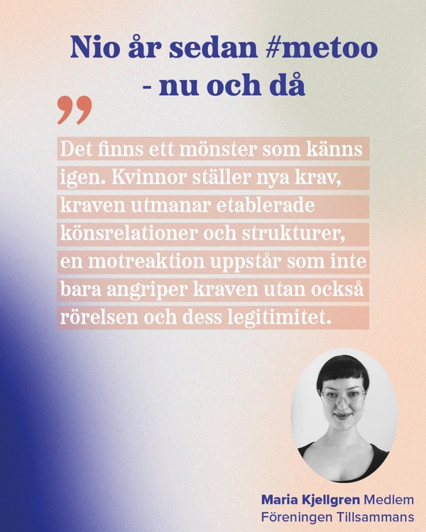 Grafik med rubriken “Nio år sedan #metoo – nu och då”